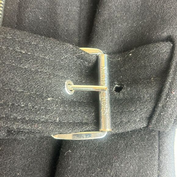 Michael Kors Black Wool Blend Cassandra Asymmetrical Zipper Pea Coat Size 12 - Picture 7 of 12